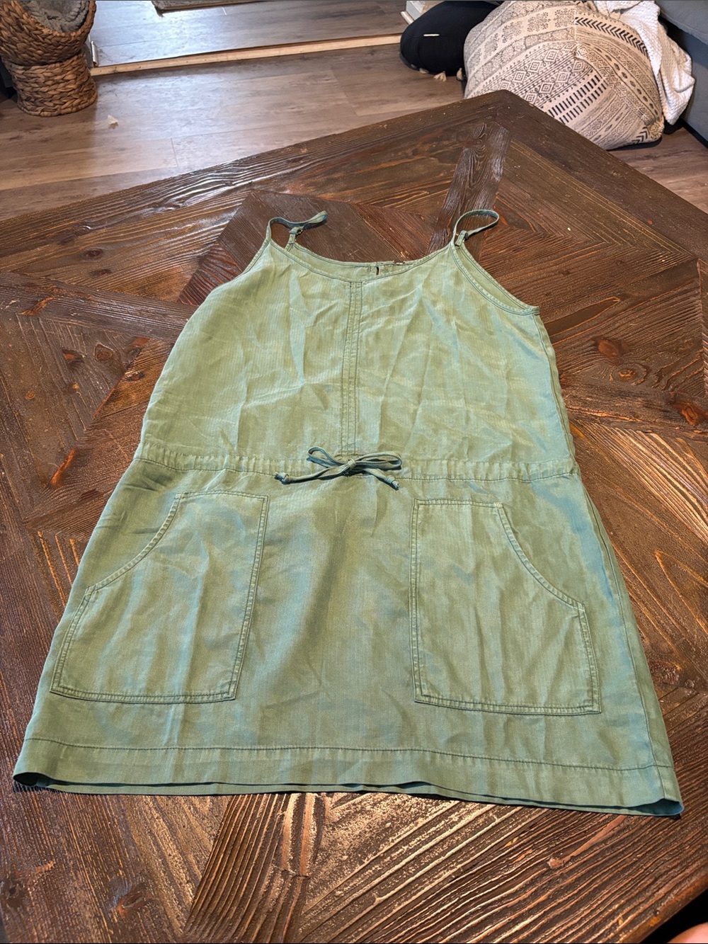 Sage Green Sleeveless Tie-Waist Mini Dress